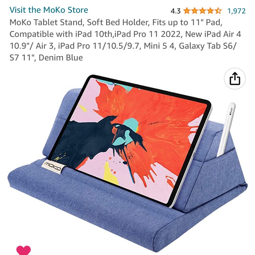 Moko tablet stand or lap rest comfortable adjustable washable cover lightweight - Picture 2 of 11